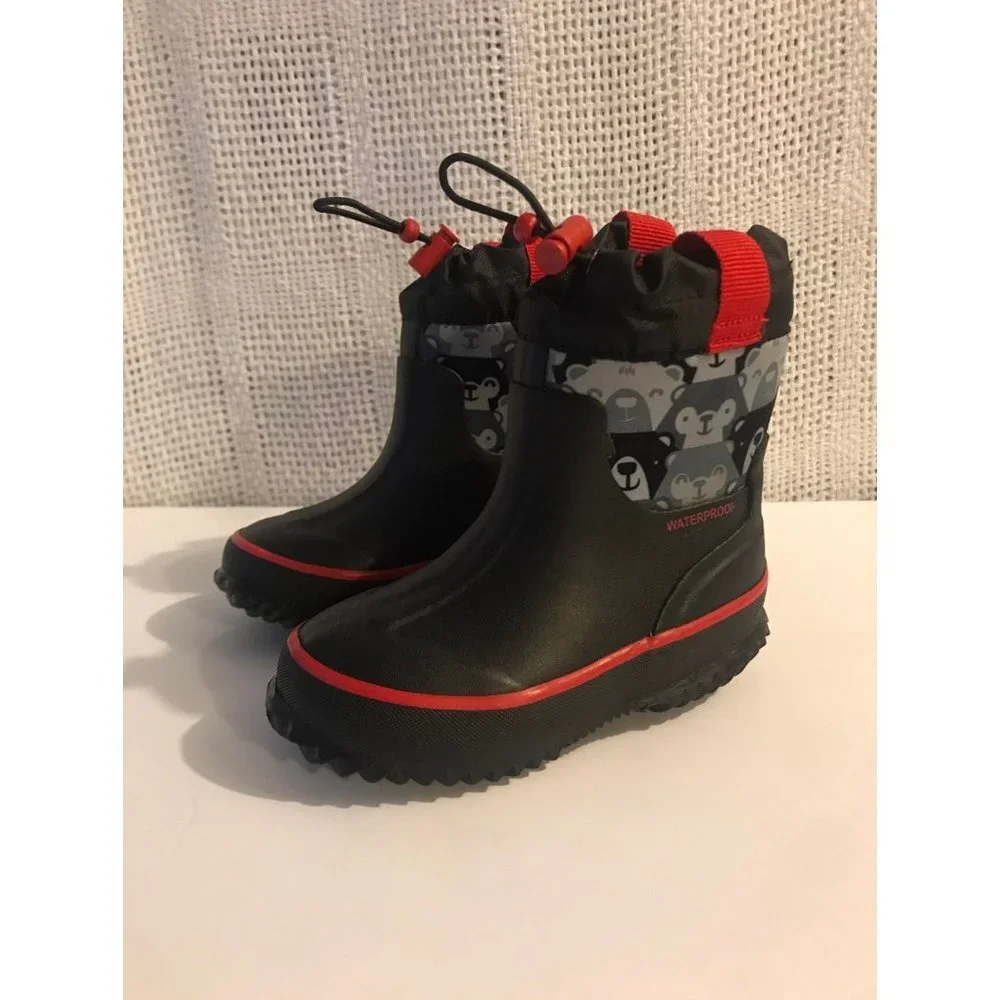 Cat & jack teddy bear print waterproof boots